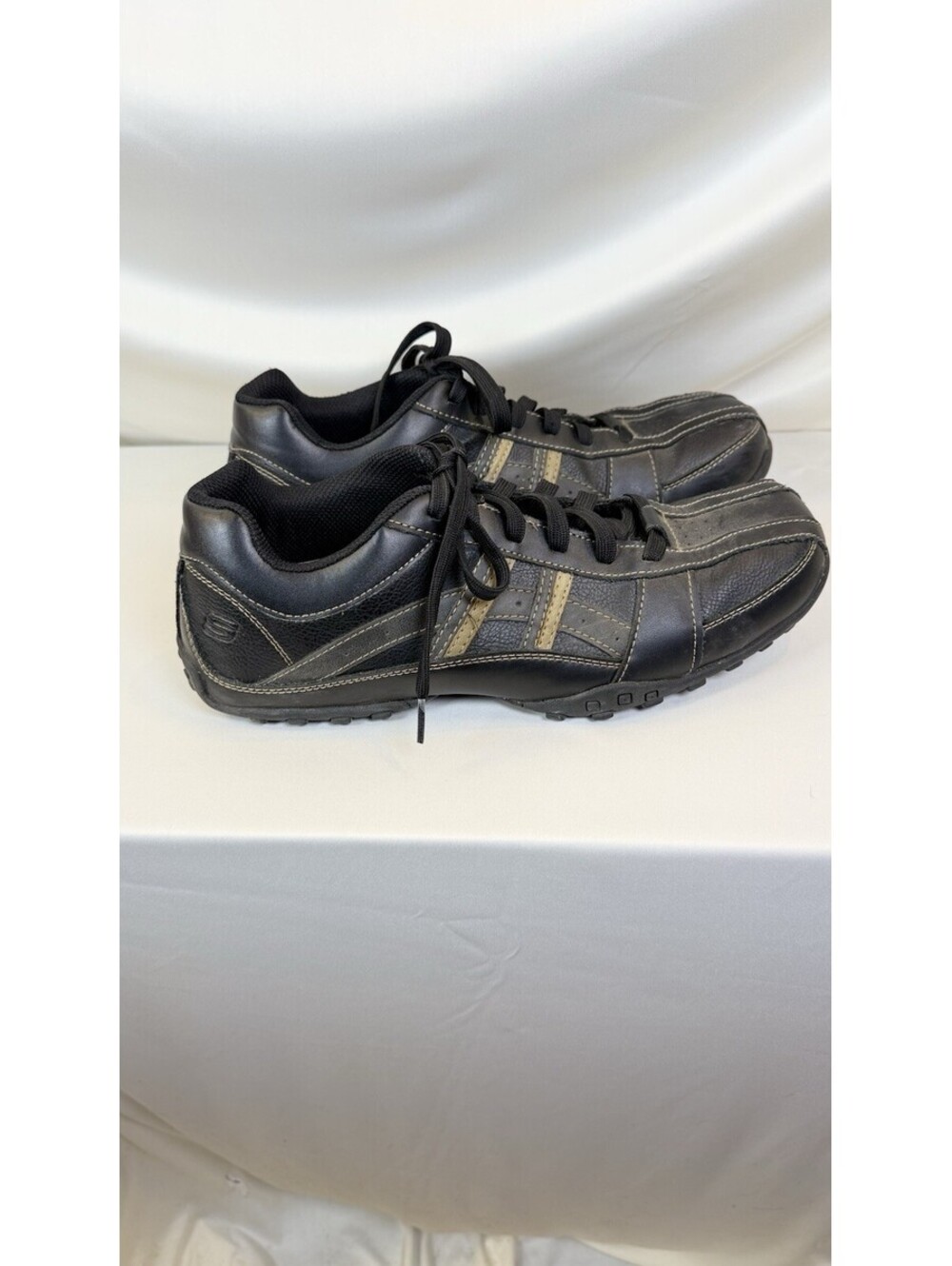 Skechers Citywalk Malton Shoes 64455 Size 10.5 Black Leather Oxford Sneaker - Picture 9 of 13